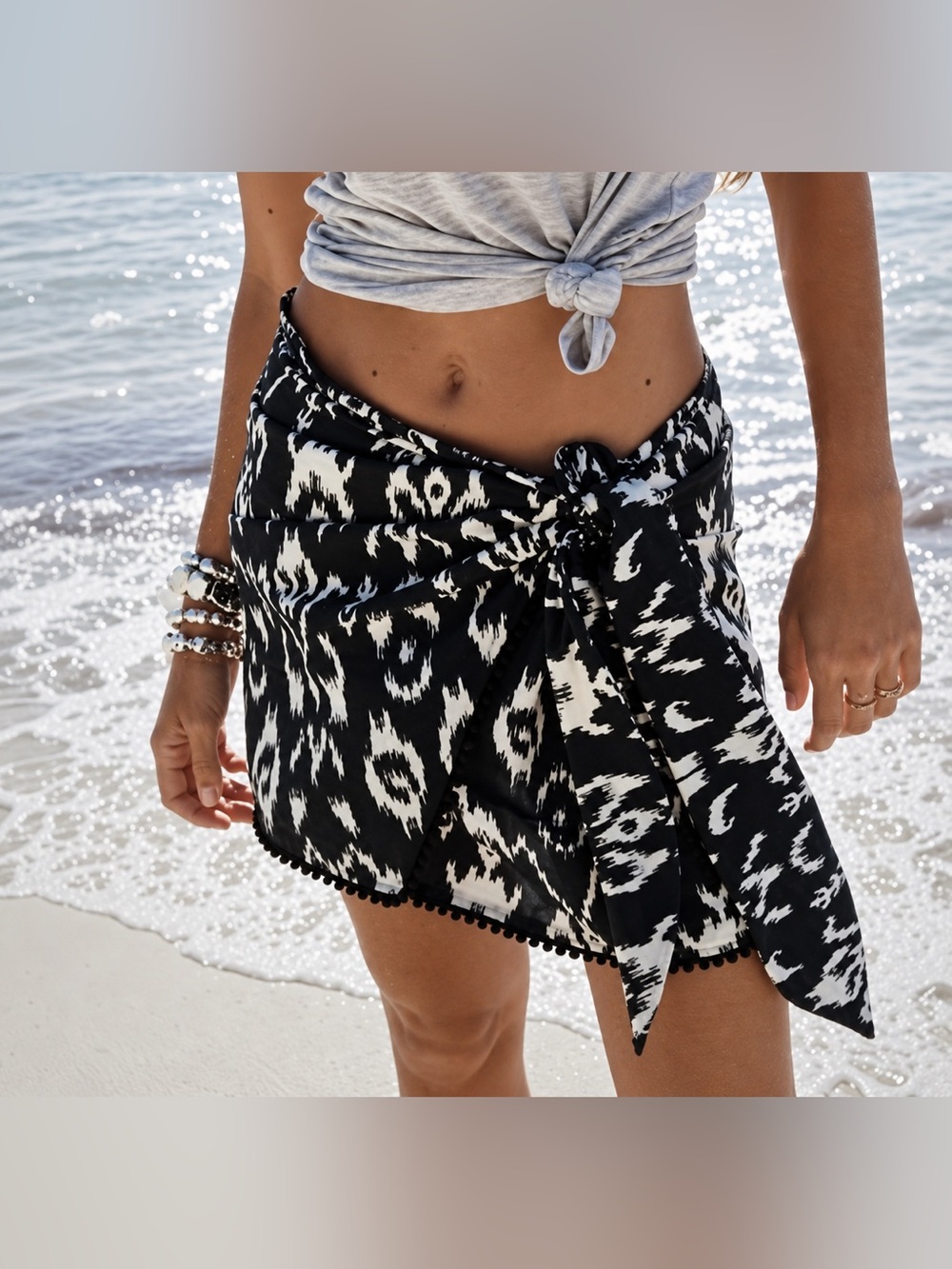Zara side tie wrap front mini skirt with tassels
